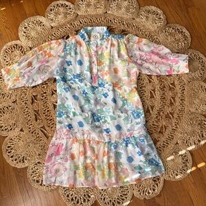 Arthur Jane Claire Floral pink blue orange light Women's Dress small